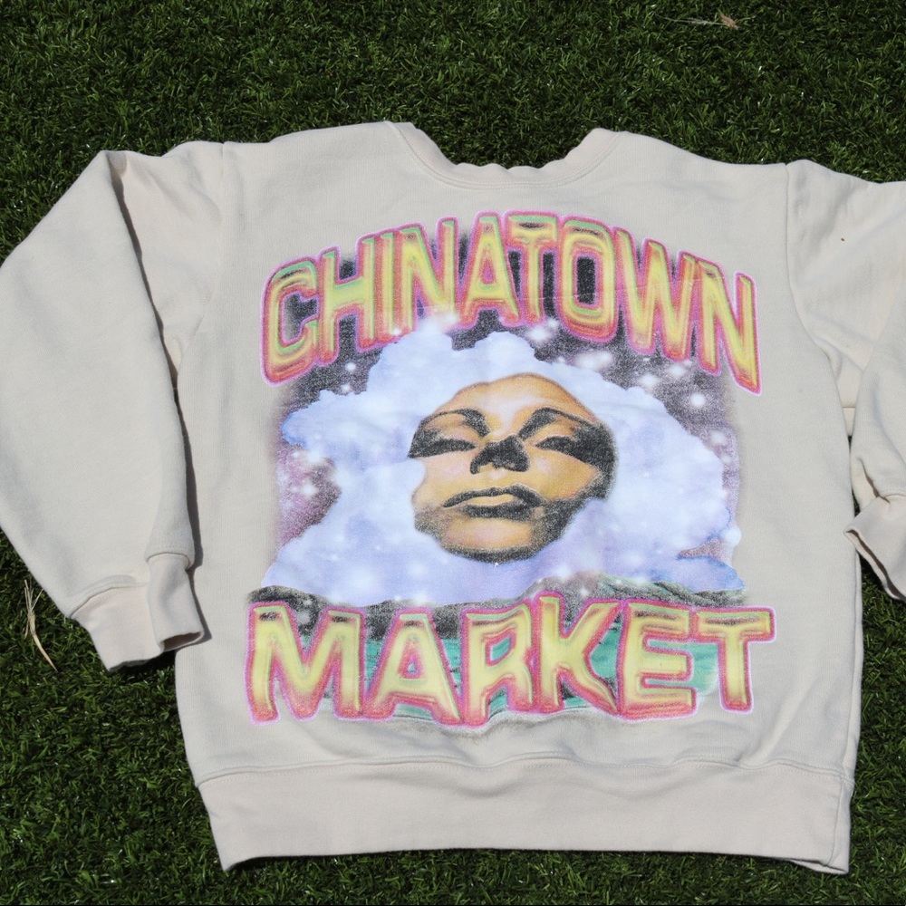 Chinatown Market Through The Foam Crewneck Sweatshirt 'Bone'